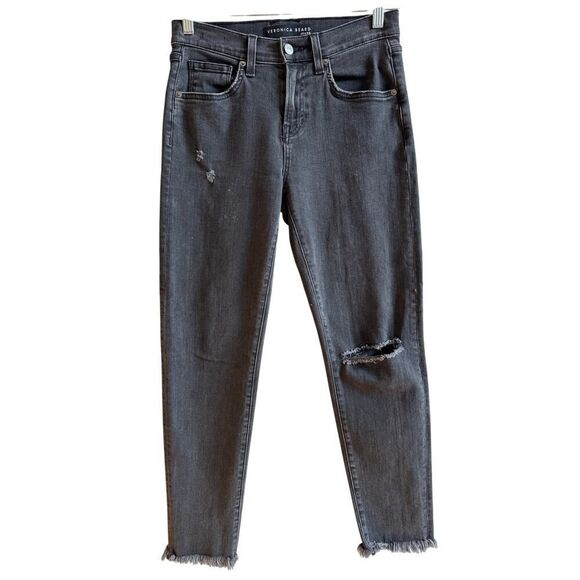 Veronica Beard Benzi Jeans Salt & Pepper Size 24/00 Distressed‎ EUC - Picture 1 of 4